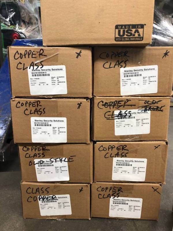 lot 17 image: Lot of (9) Stanley Security Commercial Door Handles