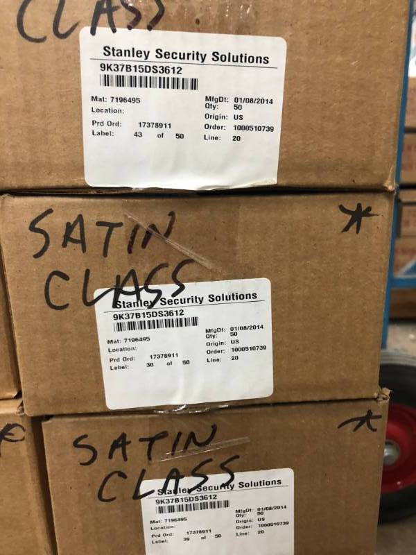 lot 19 image: Lot of (12) Stanley Security Commercial Door Handles