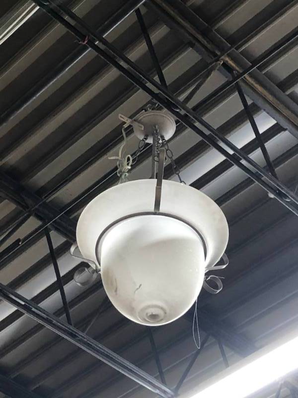 lot 50 image: Satin Nickel Hanging Light Fixture