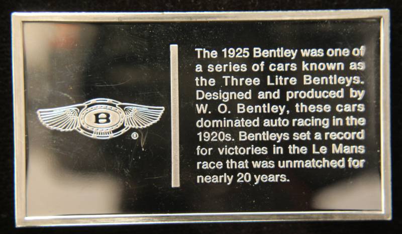 lot 09 image: VINTAGE 1925 BENTLEY 1000 GRAINS (2.08 TROY OZ) STERLING SILVER BAR