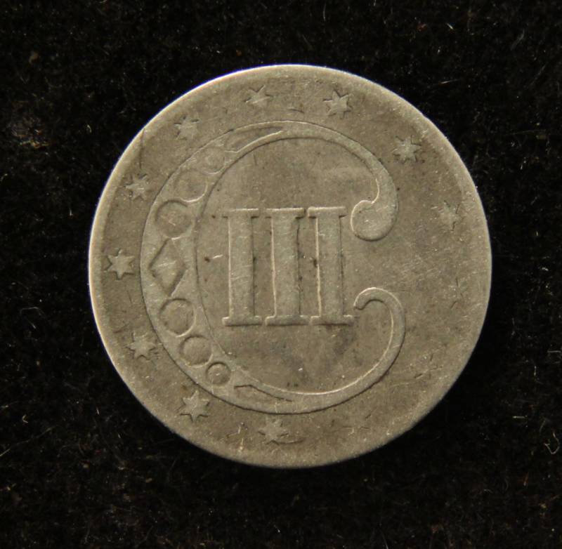 lot 10 image: 1852 US THREE CENT PIECE SILVER TRIME
