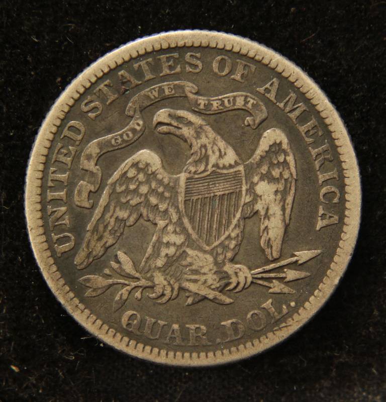 lot 11 image: 1876 US SEATED LIBERTY SILVER QUARTER