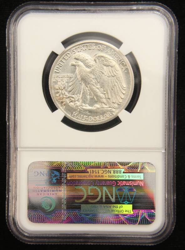 lot 18 image: 1943-D WALKING LIBERTY SILVER HALF DOLLAR MS61 NGC