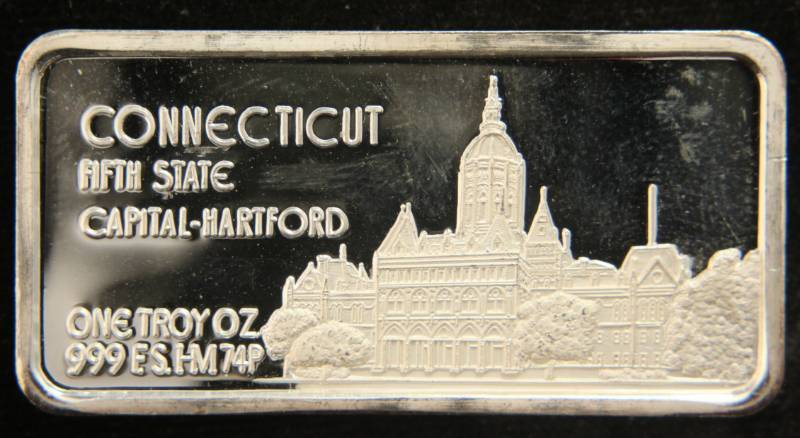 lot 20 image: 1 TROY OZ. .999 FINE SILVER BAR 50 STATES SERIES CONNECTICUT