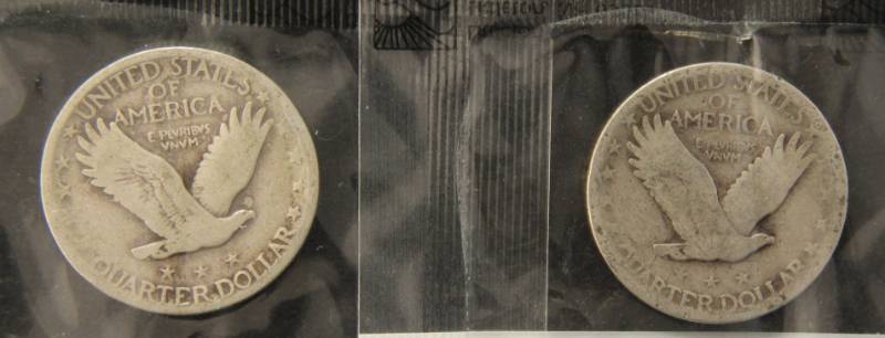lot 32 image: (2) STANDING LIBERTY SILVER QUARTERS 1925 & 1928 SEALED LITTLETON