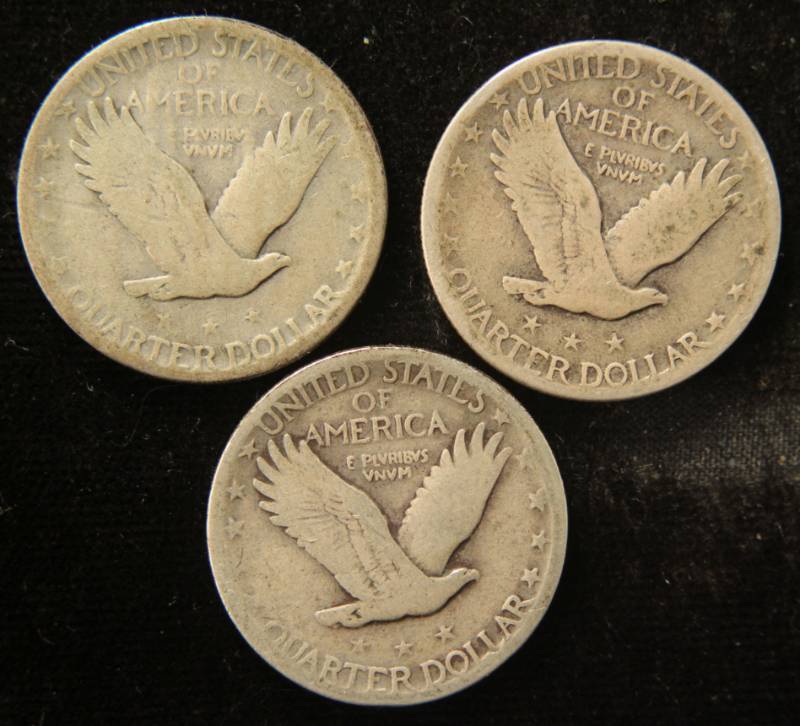 lot 47 image: (3) STANDING LIBERTY SILVER QUARTERS 1926 1926-S 1927-D