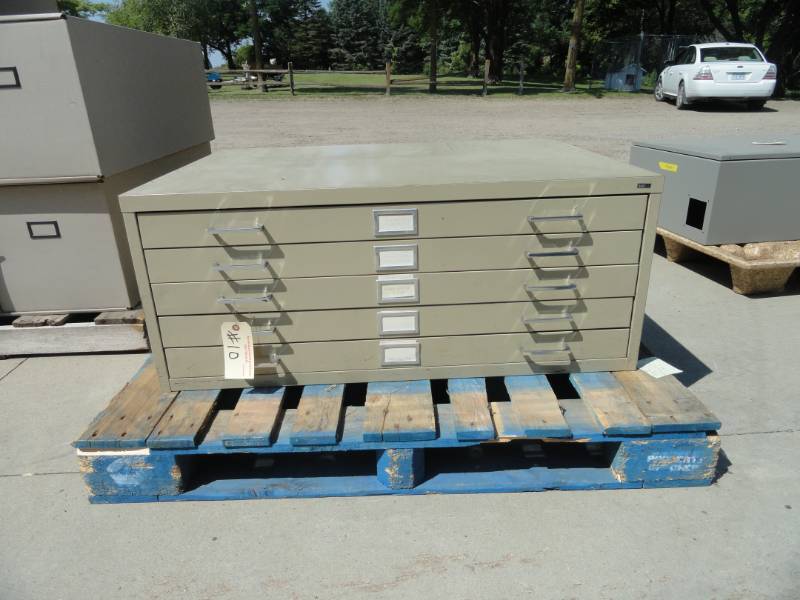 lot 10 image: 5 Drawer Blue Print Filing Cabinet