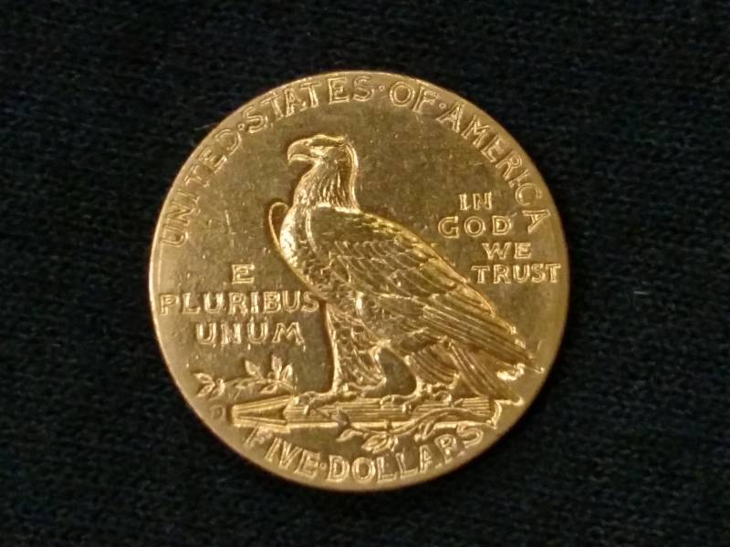 lot 3 image: 1909 D Five Dollars Indian Head Gol...