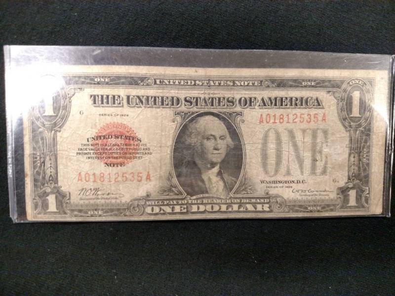 lot 54 image: 1928 One Dollar Red Seal United Sta...