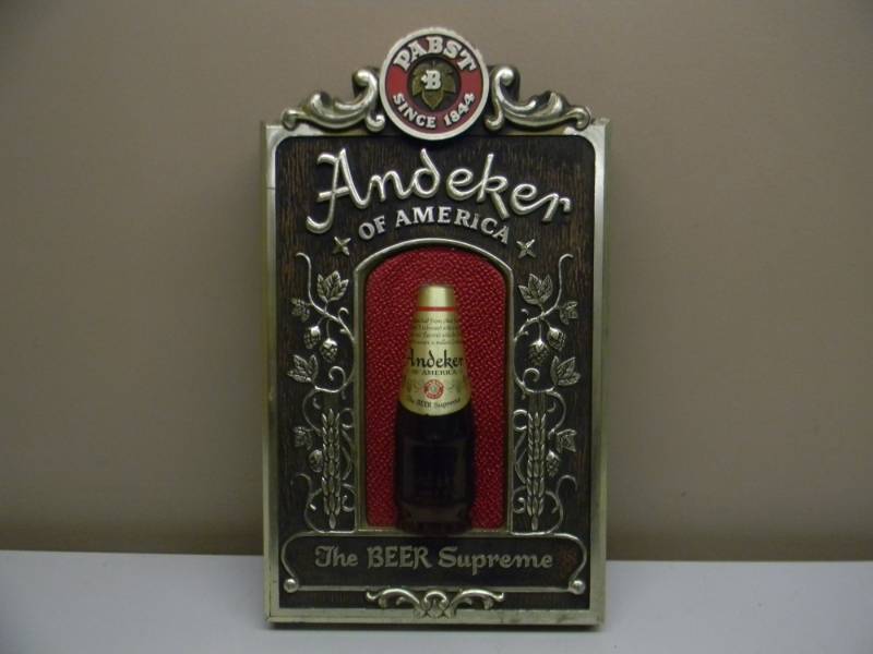 lot 29 image: VINTAGE 1960s PABST ANDEKER OF AMERICA THE BEER SUPREME WALL SIGN - NICE CONDITION - APPROX 12 BY 18 - SEE PICTURES