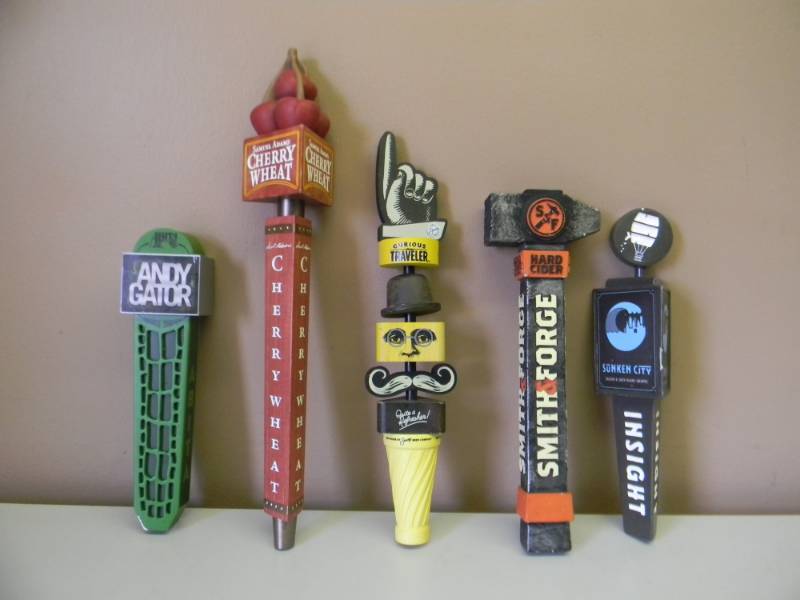 lot 36 image: COLLECTION OF 5 BEER TAP HANDLES - SEE PICTURES
