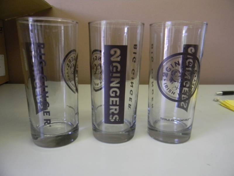 lot 50 image: CASE OF BRAND NEW 2 GINGERS DRINK GLASSES - SEE PICTURES