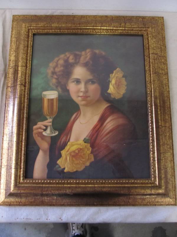 lot 44 image: Saloon Style Woman wBeer Canvas Print