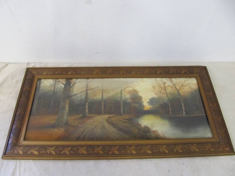 lot 45 image: Framed Antique Original Landscape Oil Painting