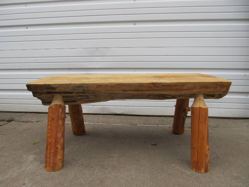 lot 95 image: Rustic Vintage Natural Log Bench