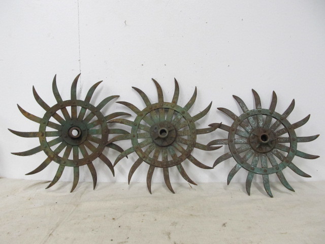 lot 167 image: Antique Cultivator Wheels