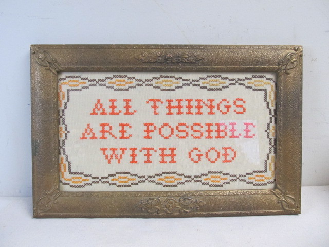 lot 178 image: Old Vintage Framed Religious Sampler