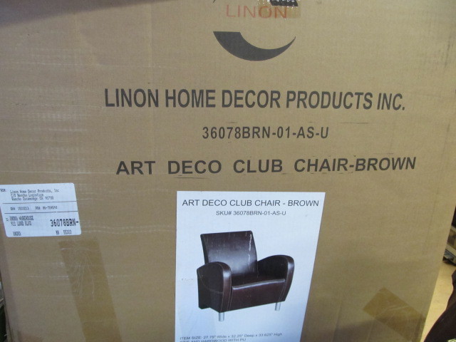 lot 185 image: NEW IN BOX Deco Style Club Chair - Brown