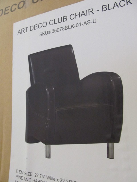 lot 186 image: NEW IN BOX Deco Style Club Chair - Black