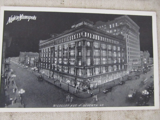 lot 198 image: Original 1920s-30s NIGHT IN MINNEAPOLIS rppc Postcards