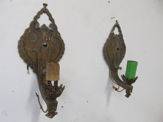 lot 207 image: Pair of Antique Cast Metal Wall Sconces