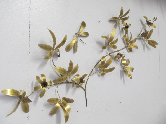 lot 69 image: Large Signed Vintage Brass Wall Hanging