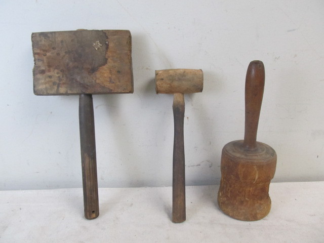 lot 132 image: Antique Wooden Mallets 