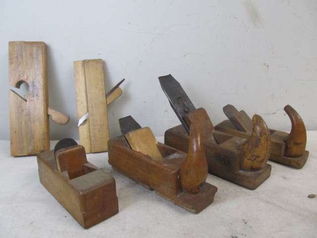 lot 133 image: Fantastic Group of Antique Scandinavian Horned Woodworking Planes etc