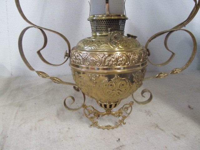lot 66 image: Antique Brass Hanging Parlor Lamp