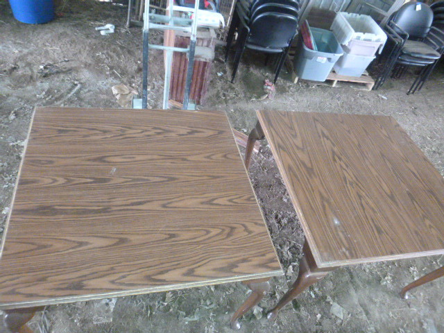 lot 90 image: 2 Square Wooden Tables