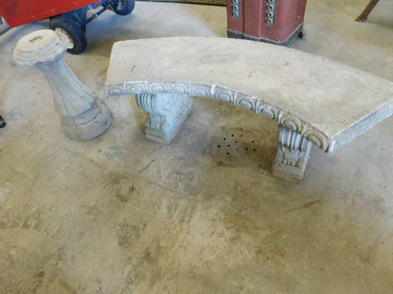 lot 59 image: Misc. Concrete Garden Pieces with Bench