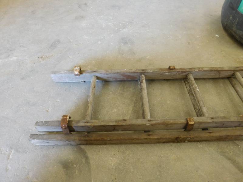 lot 64 image: Antique Fireman Wood Ladders