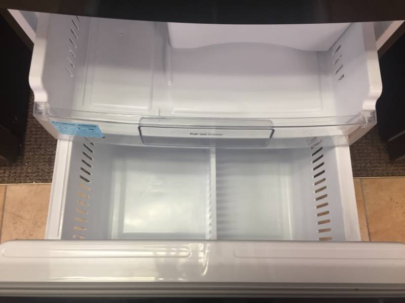 New ScratchDent LG- 24 cu. ft. Bottom Freezer Refrigerator, in Smooth Black-- Model# LDCS24223B