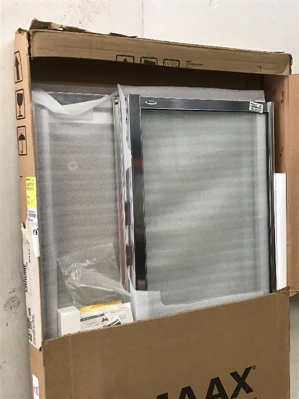 lot 41 image: New Maax Silhouette 42 Pearl Shower Door, Chrome With Clear Glass, Part# 979901140
