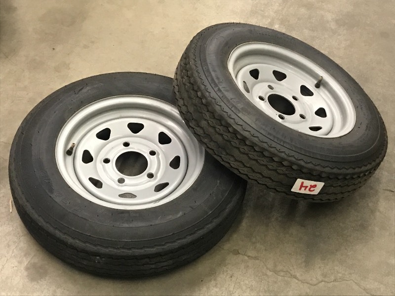 lot 24 image: (2) 5.30-12 Trailer Tires On 5-Lug ...