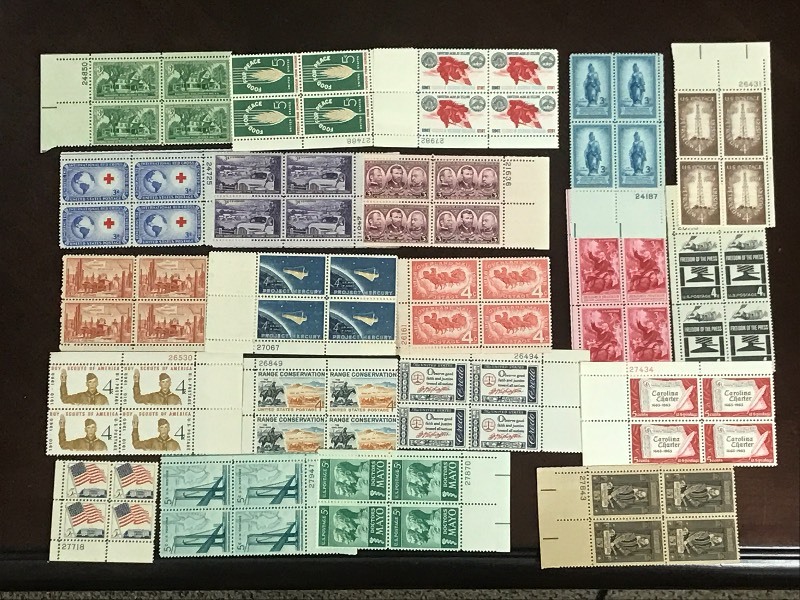 (21) Different US Stamp Plate Blocks