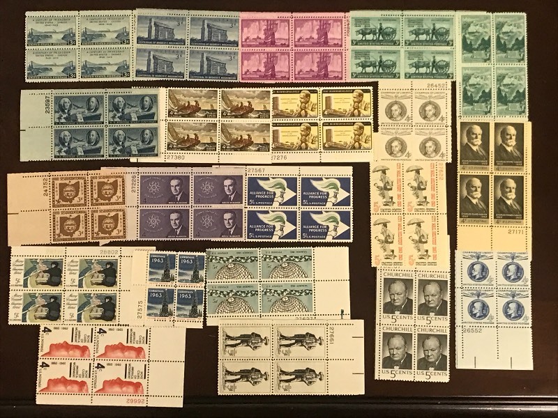 (21) Different US Stamp Plate Blocks