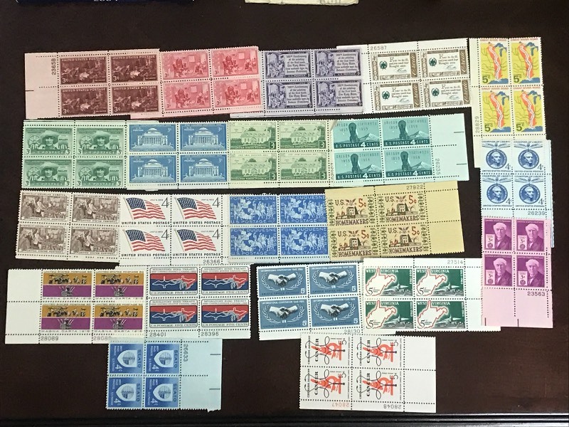 (21) Different US Stamp Plate Blocks