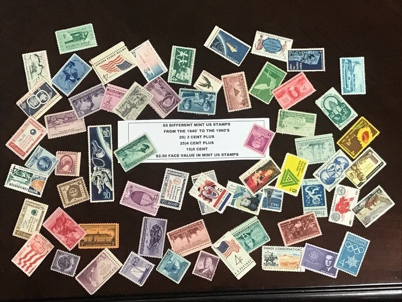 (65) Different Mint US Stamps