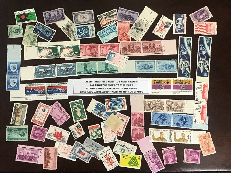 Assortment Of 3-Cent To 5-Cent Stamps