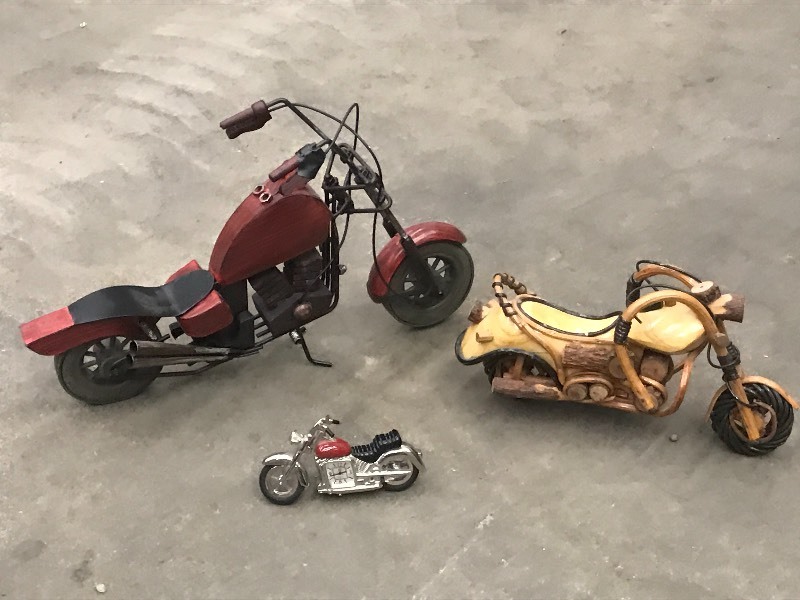 lot 41 image: (2) Handmade Motorcycle Models...