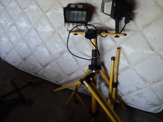 lot 61 image: yellow lamps on stand...