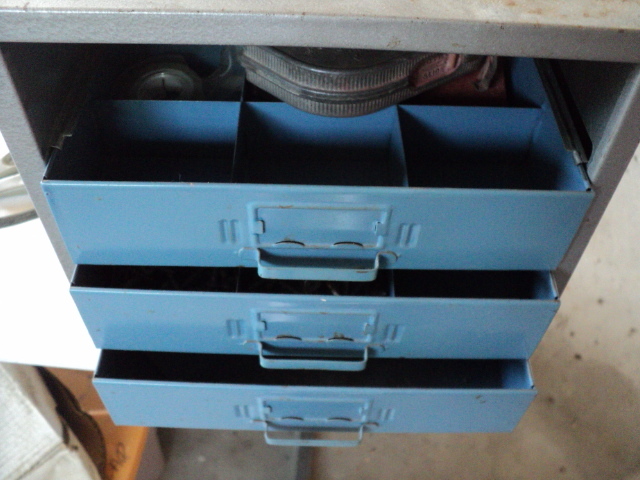 lot 93 image: tote of metal cabinet with screws a...
