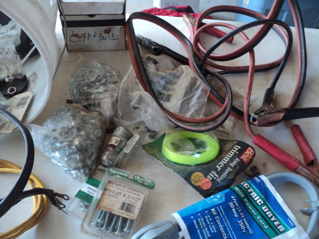 lot 98 image: jumper cables, screws, and miscella...