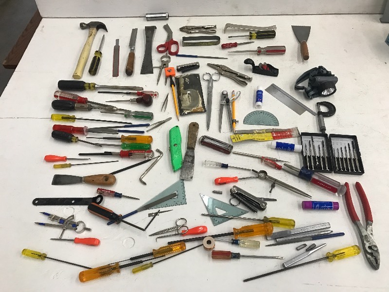 lot 52 image: Box Of Assorted Hand Tools & Shop Supplies