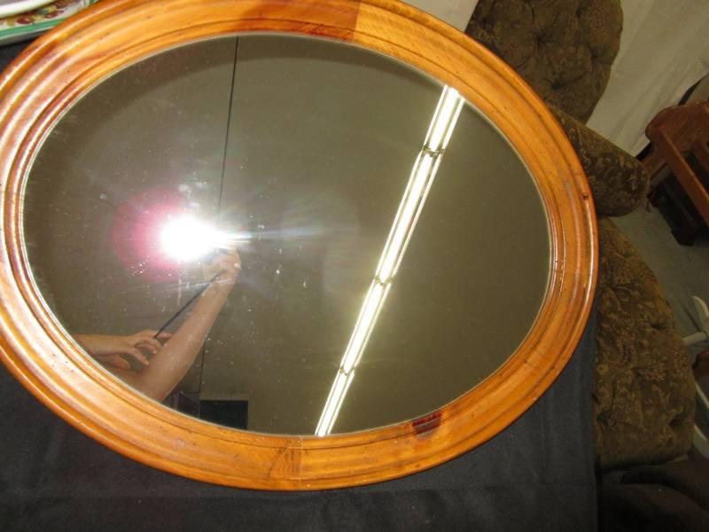 lot 7 image: large mirror with nice wood frame