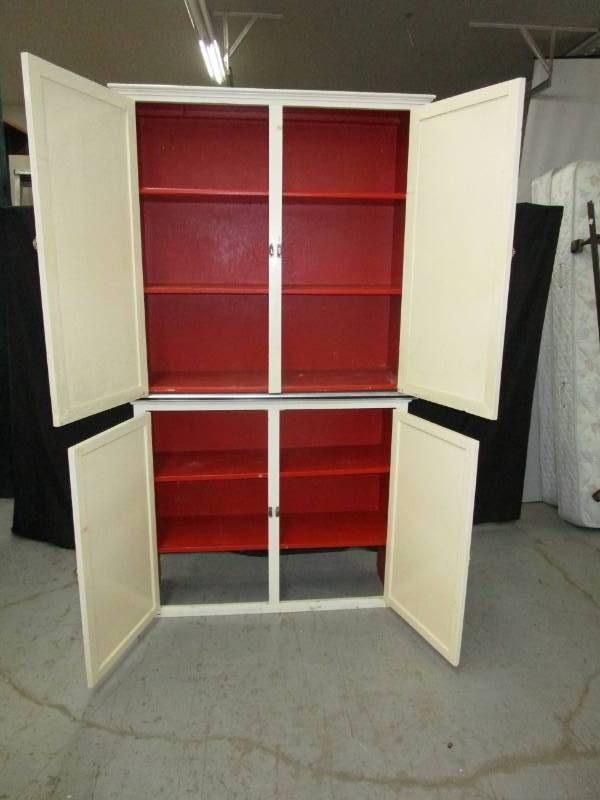 lot 32 image: Old 2 piece antique cupboard