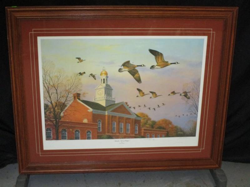 lot 36 image: Framed picture of City Hall Headin out of Fergus by John Wilson 187500 Numbered and Signed