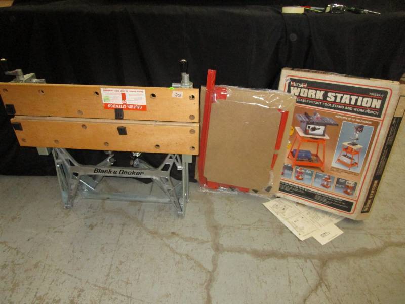 lot 40 image: TWO table height work tablesstation with adjustable height