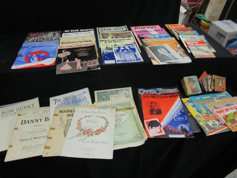 lot 46 image: lots of misc sheet music and old books